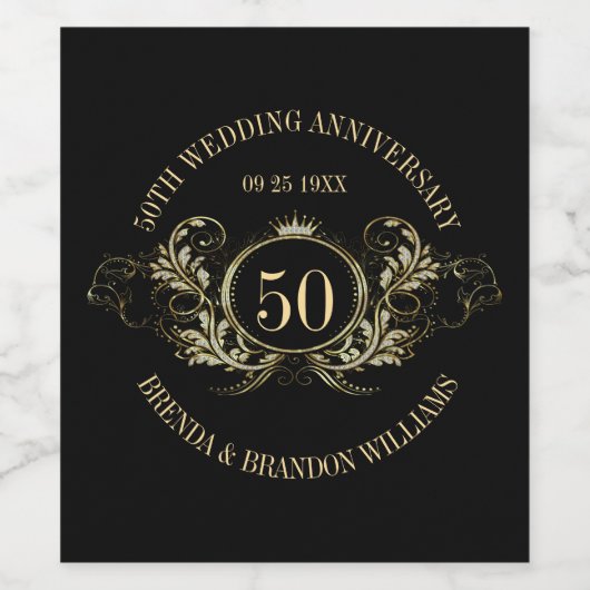 Gold- und Silberrahmen mit einer Krone Weinetikett (Einzelnes Label)