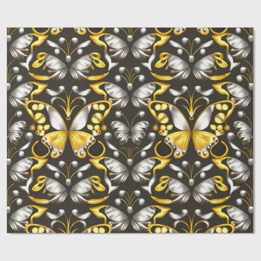 Gold- und Silberschmetterlinge Geschenkpapier (Flach)