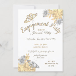 Gold- und Silberschmetterlinge Verlobung Einladung