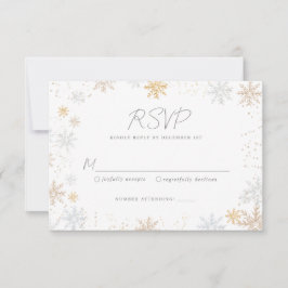 Gold- und Silberschneeflocken-Hochzeitskarte RSVP Karte