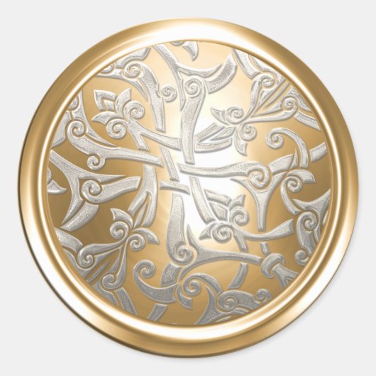 Gold und Silver Celtic Damask Umschlag Aufkleber (Vorderseite)