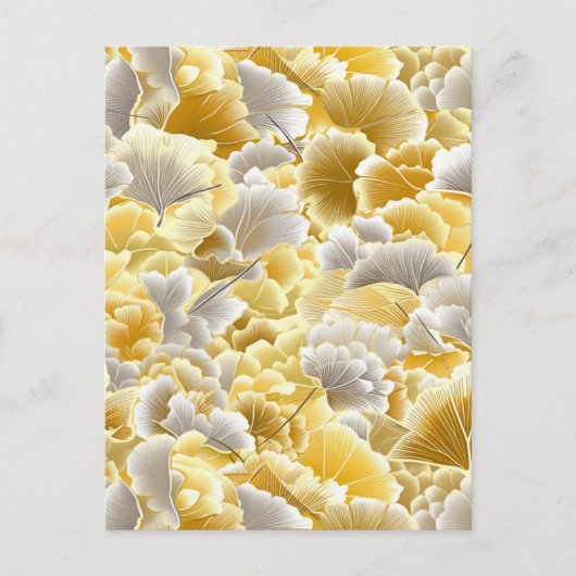 Gold und Silver Gingko Blätter Chiyogami Postkarte (Vorderseite)