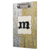 Gold und Silver Grunge Monogram Erstklammer Klemmbrett (Links)