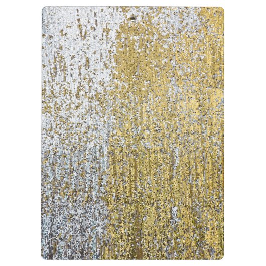 Gold und Silver Grunge Monogram Erstklammer Klemmbrett (Rückseite)