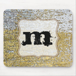 Gold und Silver Grunge Monogram Initial Mouse Pad Mousepad