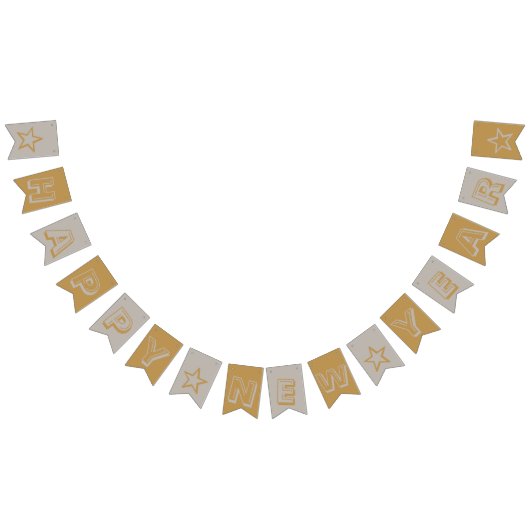 Gold und Silver Happy New Year Wimpelkette (Alle)