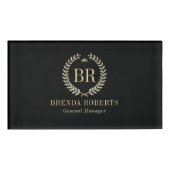 Gold und Silver Laurel Wreath Custom Monogram Namenschild (Vorderseite)