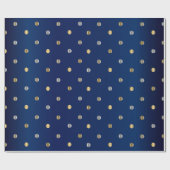 Gold und Silver Polka Dots und Navy Blue Satin Geschenkpapier (Flach)