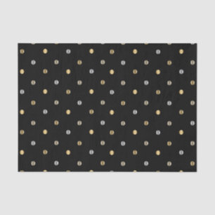 Gold und Silver Polka Punkte auf schwarz Seidenpapier