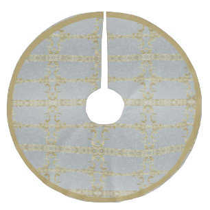 Gold und Silver Polyester Tree Skirt Weihnachtsbaumdecke