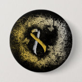 Gold und Silver Ribbon Grunge Herz Button (Vorderseite)