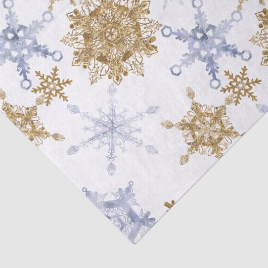 Gold und Silver Snowflakes Klare Bilder Seidenpapier (Detail)