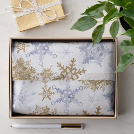 Gold und Silver Snowflakes Klare Bilder Seidenpapier (Geschenk)