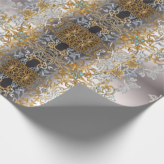 Gold und Slide Lacy Geschenkpapier (Ecke)