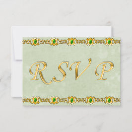 Gold- und Smarald-Jewel-Hochzeit RSVP Karte