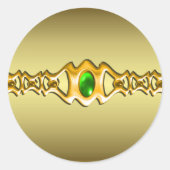Gold- und Smarald-Jewel-Hochzeit Runder Aufkleber (Vorderseite)