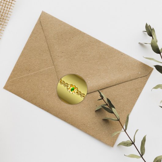 Gold- und Smarald-Jewel-Hochzeit Runder Aufkleber