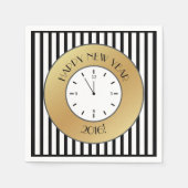 Gold und Streifen Uhr Mitternachtsfest - Glück im Serviette (Vorderseite)