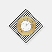 Gold und Streifen Uhr Mitternachtsfest - Glück im Serviette (Ecke)