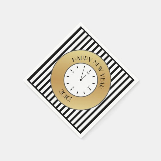 Gold und Streifen Uhr Mitternachtsfest - Glück im Serviette (Ecke)