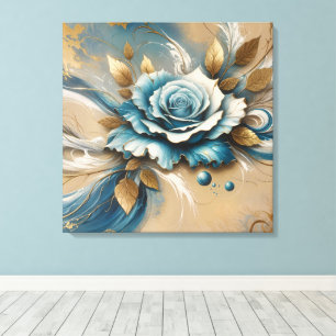 Gold- und Teal-Rose Leinwanddruck