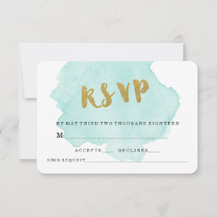GOLD- UND TEAL-ROT WEDDING RSVP KARTE