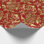 Gold und tiefrote Vintage Damaskus Geschenkpapier (Ecke)