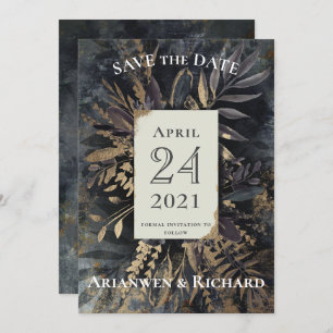 Gold und Tonschiefer grau Gerettet Einladung