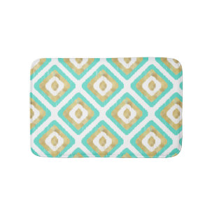 Gold und Türkis Chic Ikat Muster Badematte