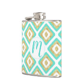 Gold und Türkis Chic Ikat Muster Flachmann (Links)