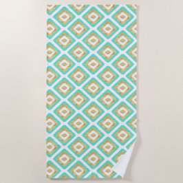 Gold und Türkis Chic Ikat Muster Strandtuch