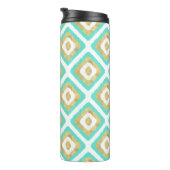 Gold und Türkis Chic Ikat Muster Thermosbecher (Nach rechts gedreht)