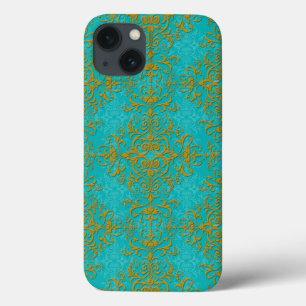 Gold und Türkis Damaskus Stil Muster Case-Mate iPhone Hülle