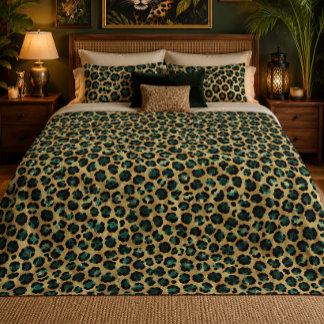 Gold- und Türkis-Glamour-Leopardenprint Sherpadecke