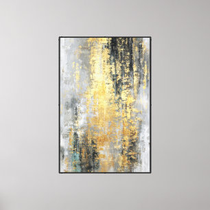 Gold- und Türkis-Pinsel – Abstrakte Wandkunst Leinwanddruck