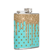 Gold und Türkis Polka Dot Flask Flachmann (Rechts)