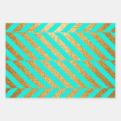 Gold- und Türkisdesigns Geschenkpapier Set (Vorderseite 3)