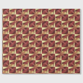 Gold-und Wein-Pferdefrohe Weihnachten Geschenkpapier (Flach)