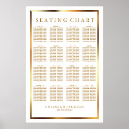 Gold und Weiß - 16 Sitzkarten Poster