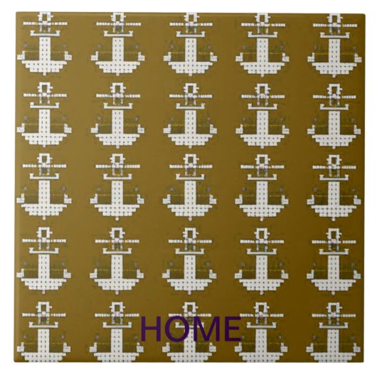 Gold und Weiß abstrakt Fliese (Vorderseite)