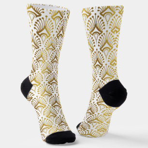 Gold und Weiß Art Deco Muster 3 Socken