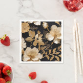 Gold und Weiß Blumenmuster auf Schwarz Serviette (Beispiel)
