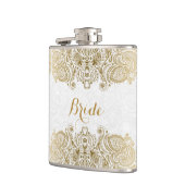 Gold und Weiß Blütenpaisley Flachmann (Links)