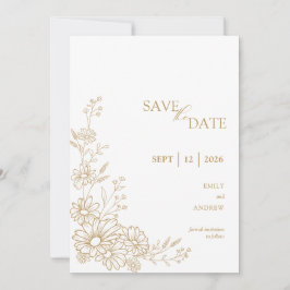 Gold- und Weiß botanische Gartenehe mit Dahlien Save The Date