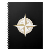 Gold und Weiß Compass auf Schwarz Notizblock (Vorderseite)