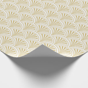 Gold- und Weiß-Dekor-Ventilator-Muster Geschenkpapier