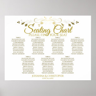 Gold und Weiß Elegant 7 Tabelle Hochzeitsstühle Ch Poster