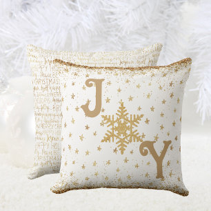 Gold und Weiß, elegant JOY Christmas Star Kissen