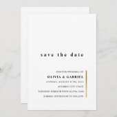 Gold und Weiß. Elegante, einfache Typografie Save The Date (Vorne/Hinten)
