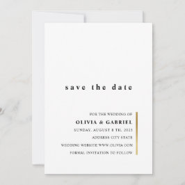 Gold und Weiß. Elegante, einfache Typografie Save The Date